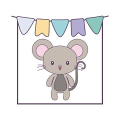 cute mouse animal with garlands hanging