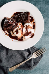 Chocolate Brownie with Vanilla Ice Cream and Hot Fudge