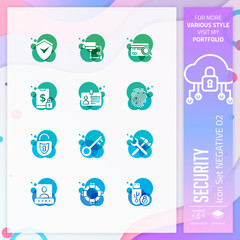 Security icon set vector with negative on colorful concept. Business icon for website element, app, UI, infographic, print template and presentation.