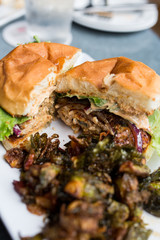 Burger with Fried Brussel Sprouts