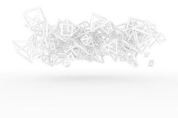 Bunch of triangle or square, flying, inter-locked, for design texture & background. 3D rendering.