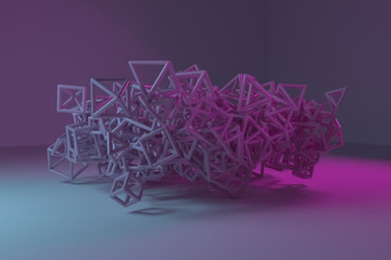 Abstract concepture geometric, bunch of triangle or square flying, inter-locked. Wallpaper for...