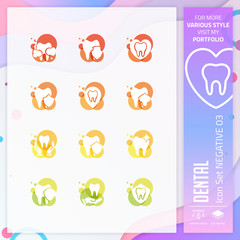 Dental icon set with glyph style for dental clinic. Healthcare icon bundle can use for website, app, UI, infographic, print template and presentation.
