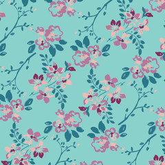 Fashionable pattern in small flowers. Floral background for textiles.