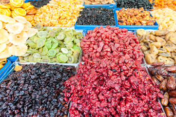 Israel, Tel Aviv, dried fruit at shuk ha'carmel market