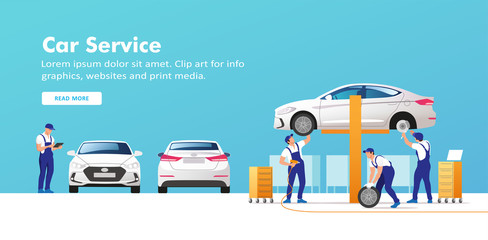 Car service and repair. Vector illustration.