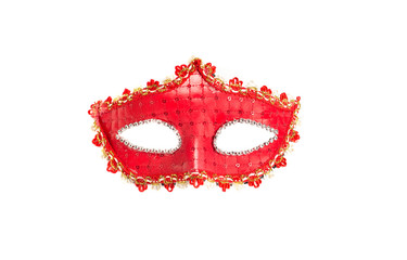 red carnival mask on a white background