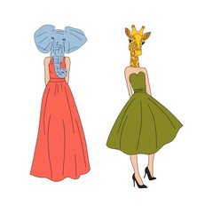 girl with animals head - fashion and style