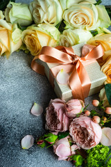 Floral card on concrete background