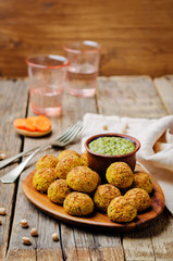 chickpeas carrots cilantro bites with pesto sauce