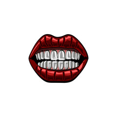 Lips and teeth. Illustration of lips with teeth as a human part of the body
