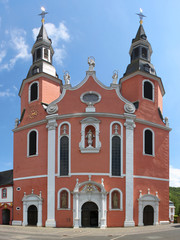 Fototapeta na wymiar Baroque monastery church in Prüm, western facade