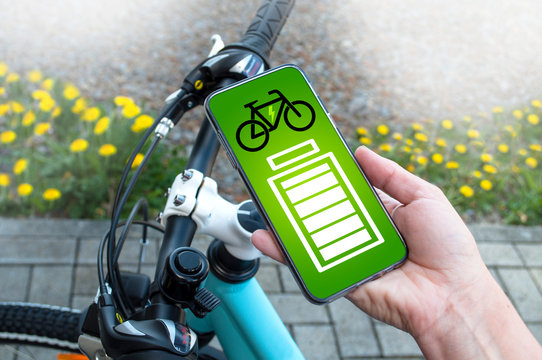 Smartphone mit Akkuanzeige E-bike Ladezustand