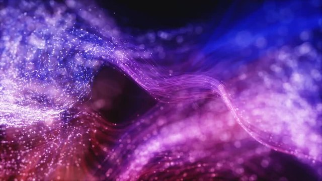 Abstract image of mesh, lines and dots in colorful fluid form. Colored background design.