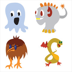 Cute monster color character funny design elements