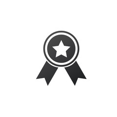 award icon with star in the middle. Vector illustration isolated on white background