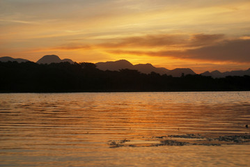 Sunset on the Lagoon of Carais photographed in Guarapari, Espirito Santo - Southeast of Brazil. Atlantic Forest Biome. 