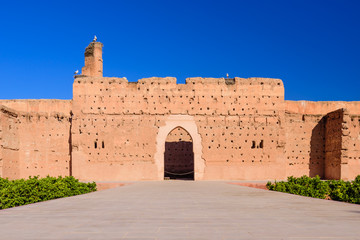Sightseeing of Morocco. El Badi Palace in Marrakech medina