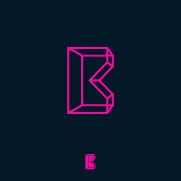 B monogram, box, build logo. B box letter. 3D monogram. Volume and construction logo. Network icon.