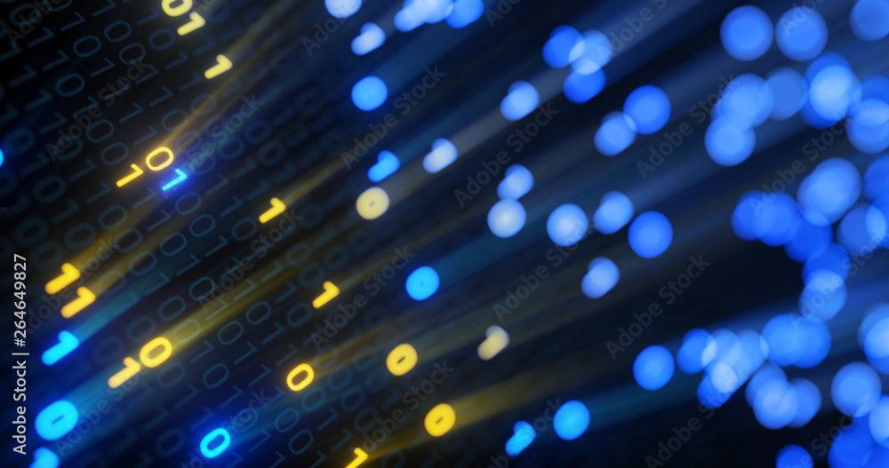 Poster Big data cloud computing internet of things IOT AI network technology. Data center digital code futuristic information technology. 3D rendering