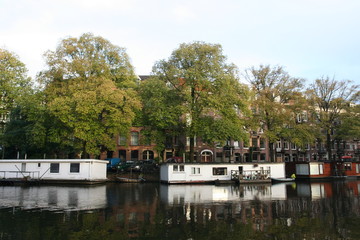 Fototapeta na wymiar Canal of Hugo de Grootkade Amsterdam Netherlands,