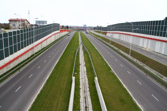 This is a view of Solidarnosci expressway in Lublin. April 16, 2019. Lublin, Poland.