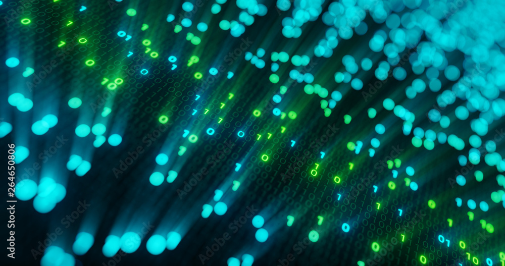 Poster futuristic data stream, digital flow. dynamic pattern with power rays and light.data transferring. i