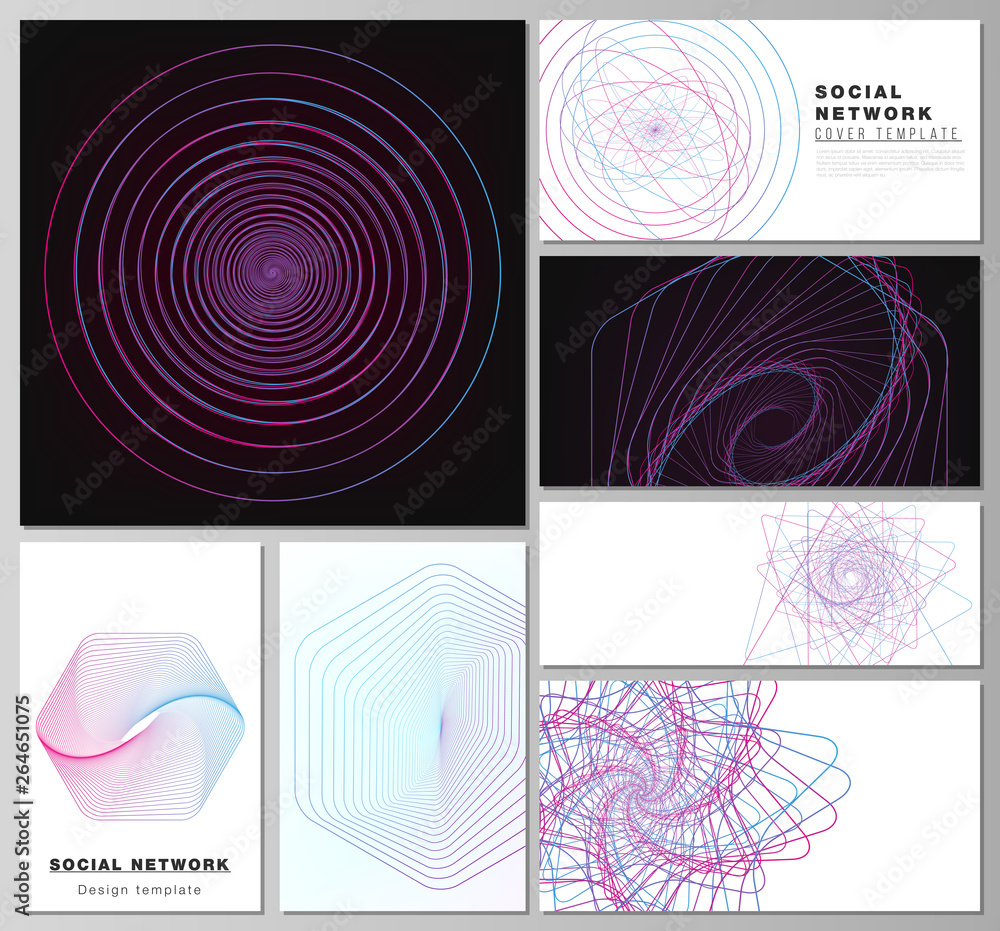 Poster vector illustration of the editable layouts of modern social network mockups in popular formats. ran