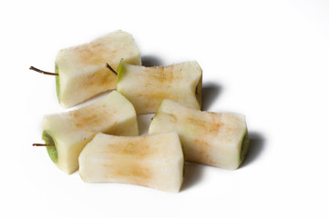Green apple isolated on a white background.Apple peeling