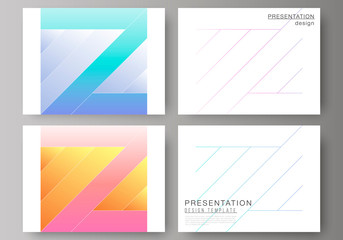 Fototapeta premium The minimalistic abstract vector illustration of the editable layout of the presentation slides design business templates. Creative modern cover concept, colorful background.