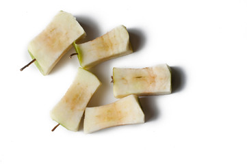 Green apple isolated on a white background.Apple peeling