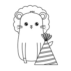 cute lion animal with hat party
