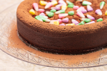 Dark Chocolate Flourless Cake With Candy Corn Topping
