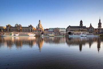Fototapeta na wymiar Cityscape of Dresden old town at Elbe River, Saxony. Germany