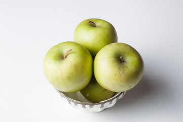 Green apple isolated on a white background.Apple peeling
