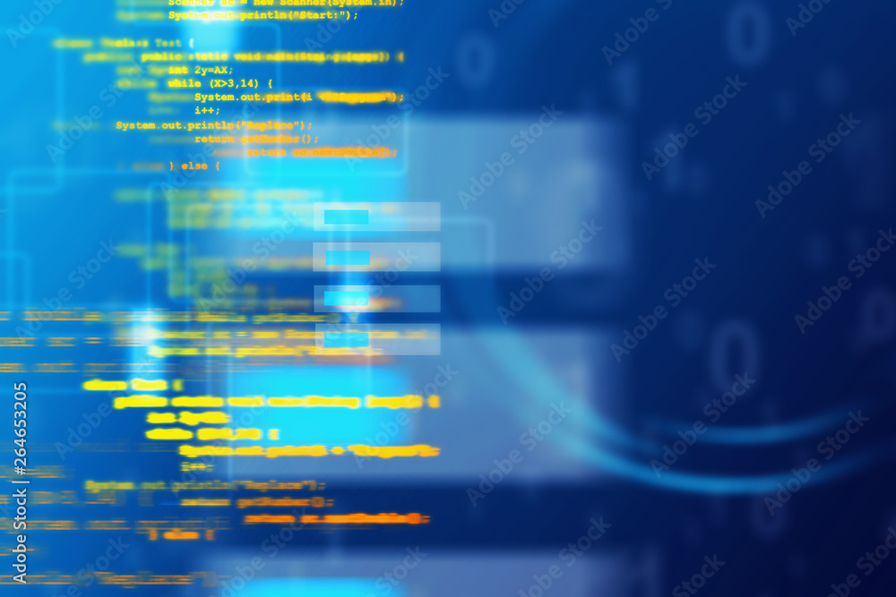 Poster lines of code and abstract digital interface