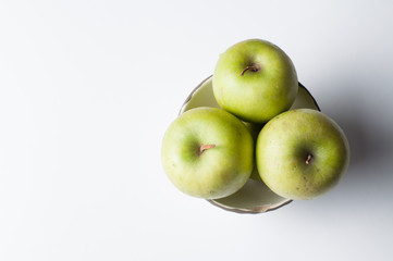 Green apple isolated on a white background.Apple peeling