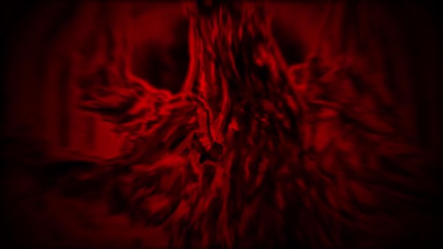Angry zombie bug in infrared spectrum. Horror fiction 2D animation. Abandoned building with demon inside. Evil screaming thing. Scary places.  Creepy video clip. Spooky animated movie for Halloween.