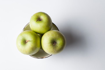 Green apple isolated on a white background.Apple peeling