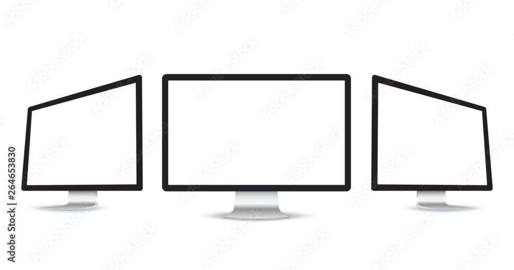 Poster set of realistic computer monitors. gadgets isolated on white background