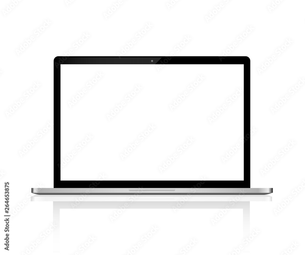 Poster notebook computer or monitor isolated on background. vector mockup