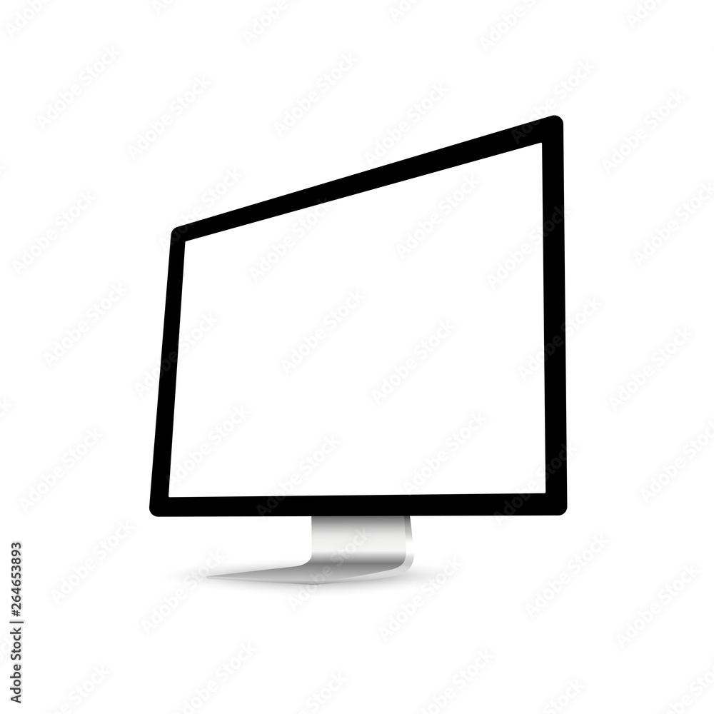 Poster realistic computer or pc monitor isolated on transparent background. vector mockup.