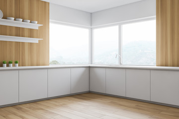 Minimalistic wooden kitchen corner