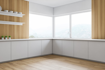 Fototapeta premium Minimalistic wooden kitchen corner