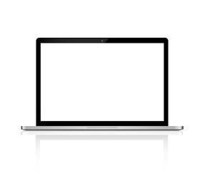 Notebook computer or monitor isolated on background. Vector mockup
