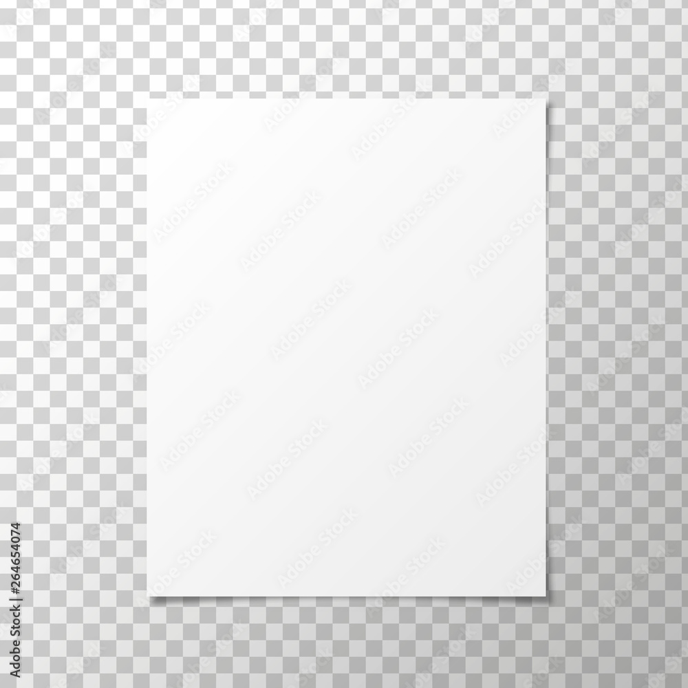 Poster vector a4 paper with shadows on transparent background. vector