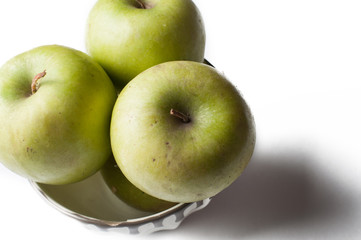 Green apple isolated on a white background.Apple peeling