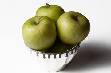 Green apple isolated on a white background.Apple peeling