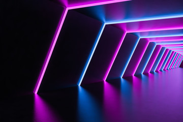 Blue and purple neon corridor