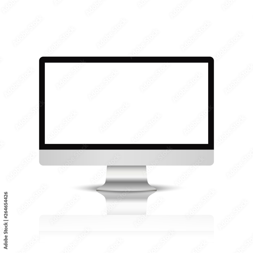 Poster realistic computer or pc monitor isolated on transparent background. vector mockup.